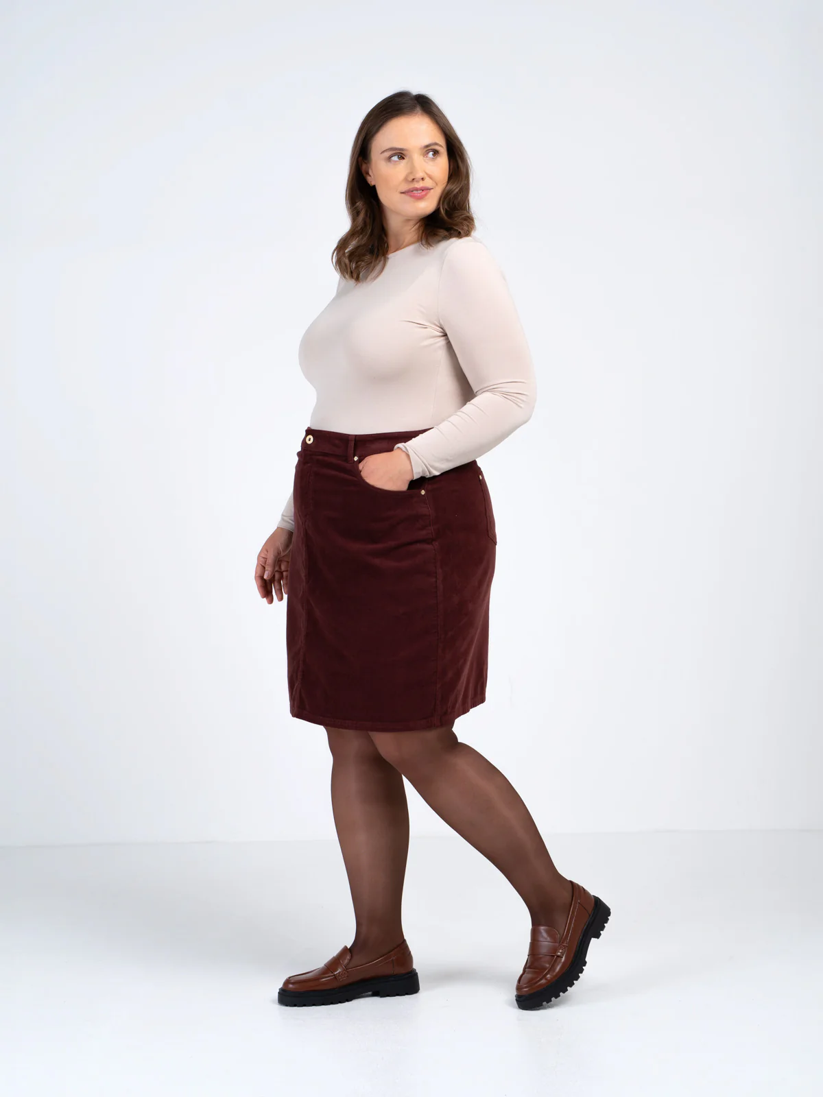 Jamie Cord Knee Length Skirt - Image 10
