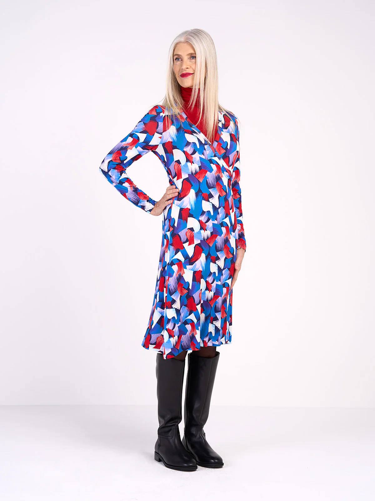 Long Sleeve Printed Wrap Dress - Image 16