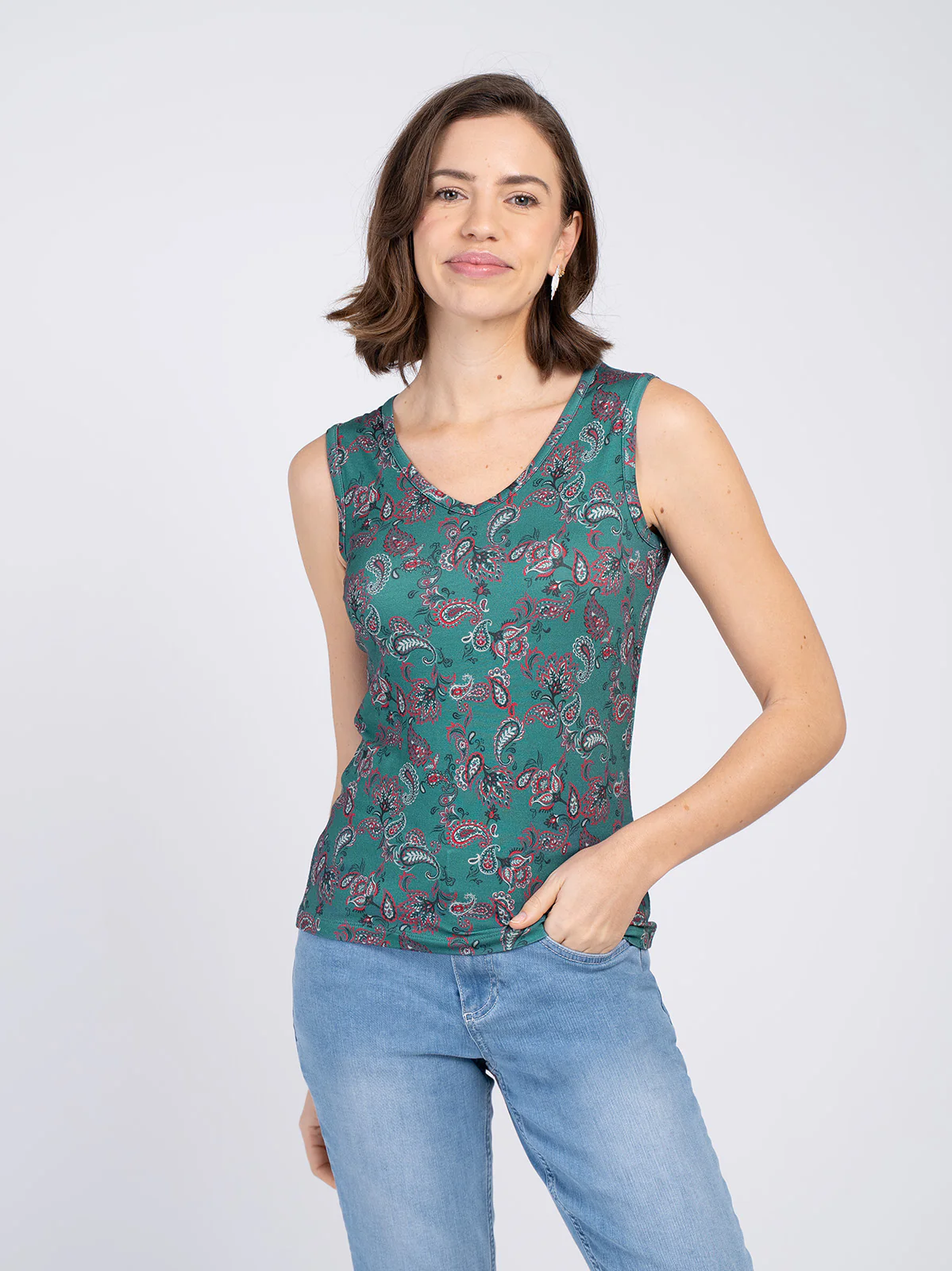 Printed Sleeveless Paisley Top - Image 9