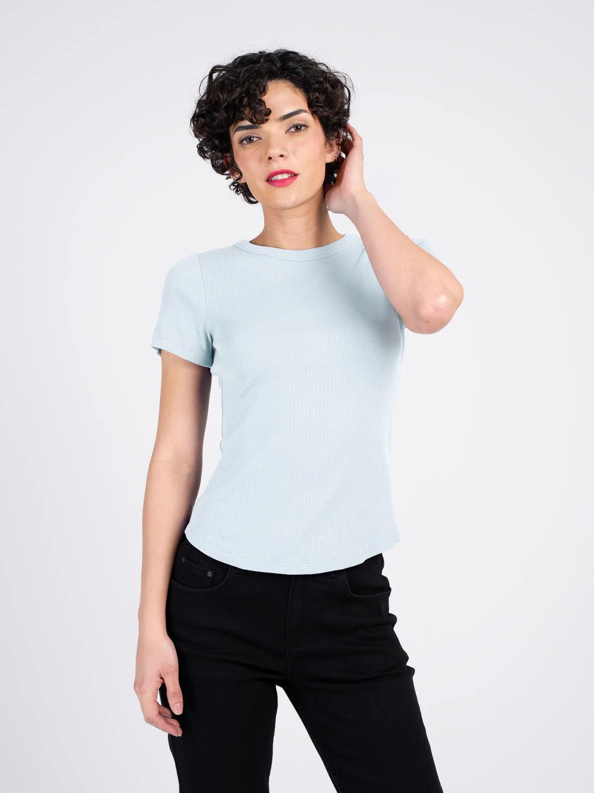 Short Sleeve Crew Neck Rib Tee - Image 11