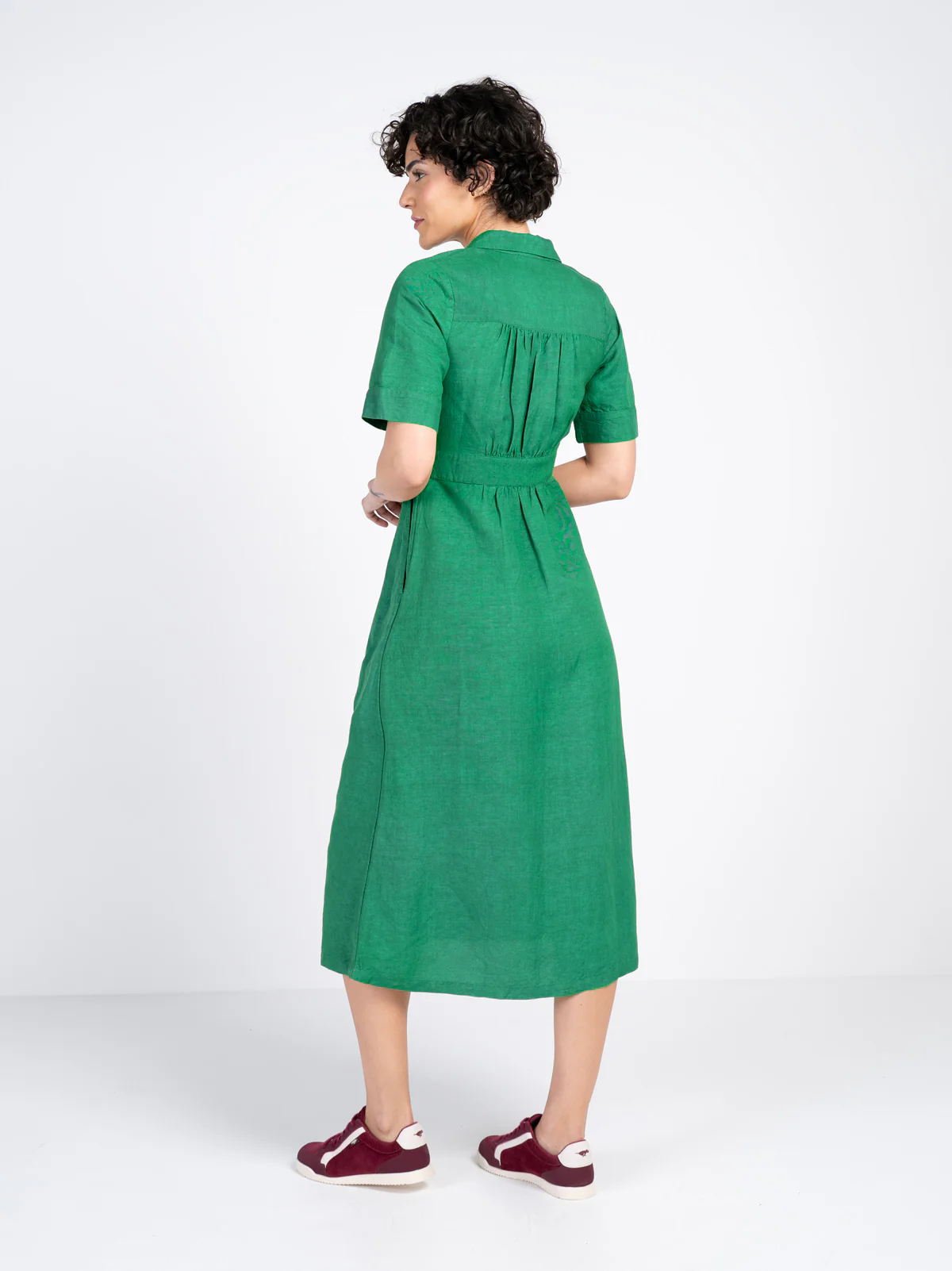 Short Sleeve Linen Shirt Dress - Image 6
