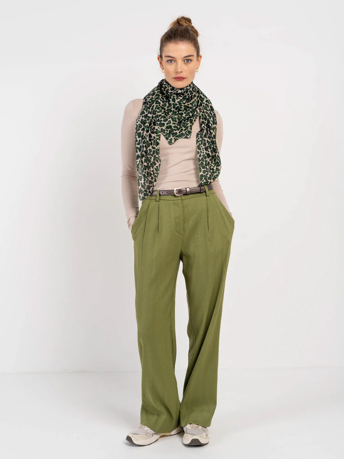 Sylvie Leopard Square Silk Scarf - Image 11